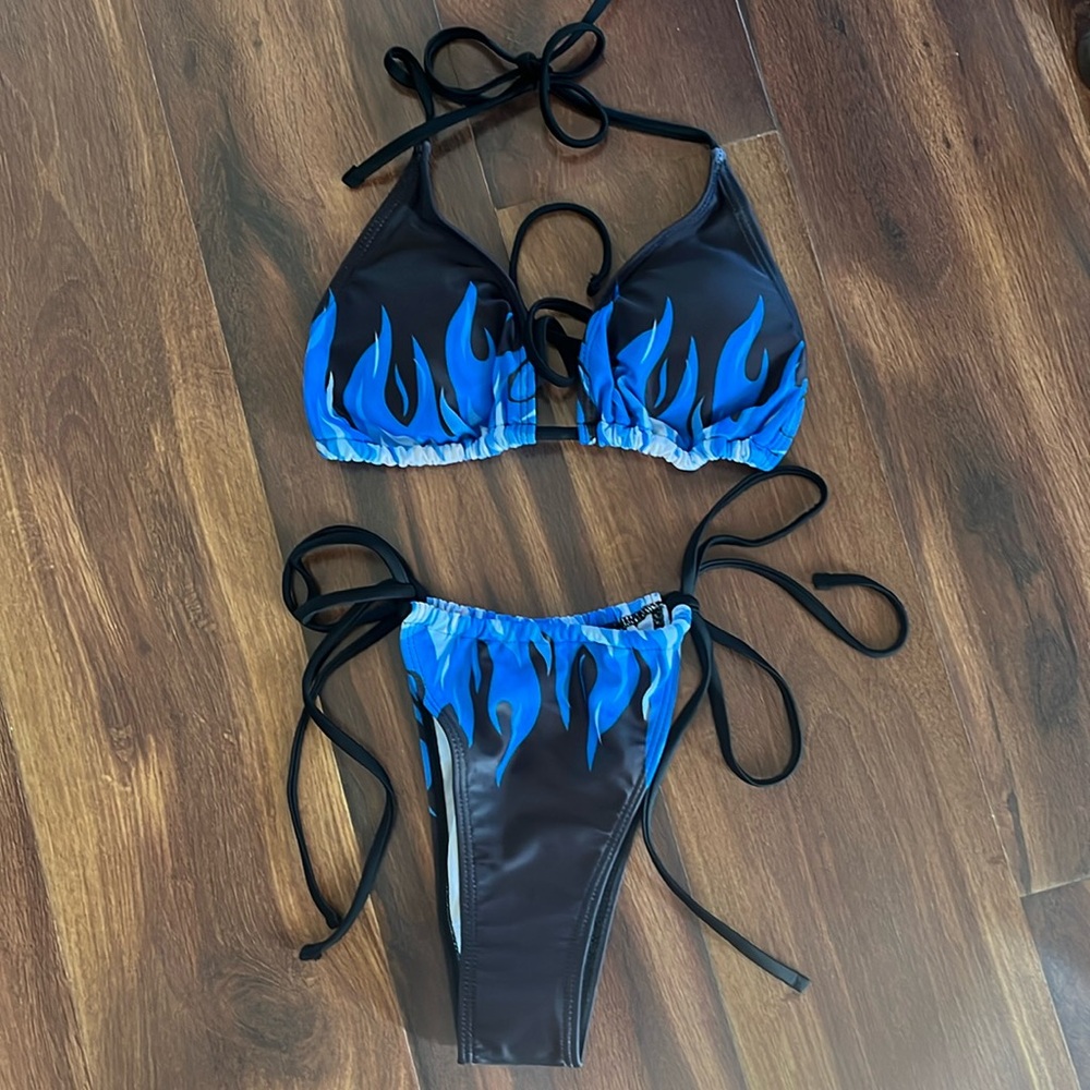 Black and Blue Flame Bikini